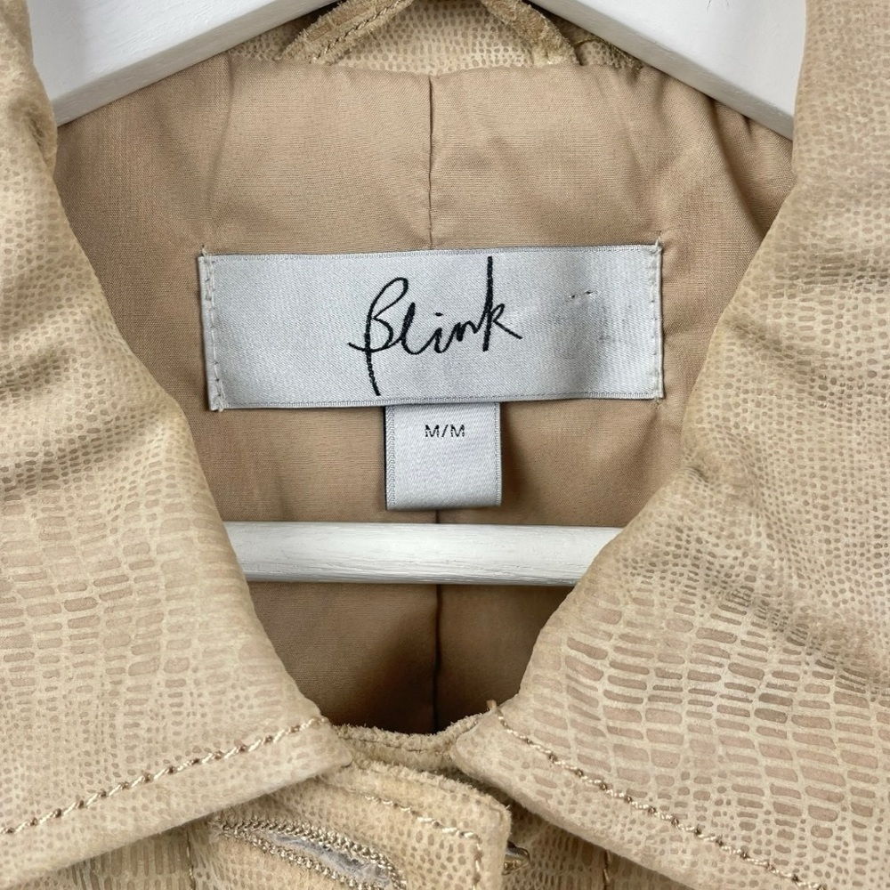 Blink Tan Lizard Print Genuine Leather Trucker Jacket Size M - Picture 5 of 7